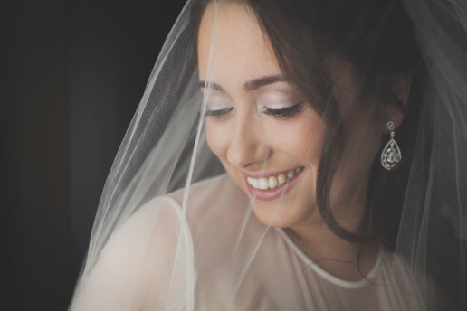 Close up portrait of the bride on her wedding day
