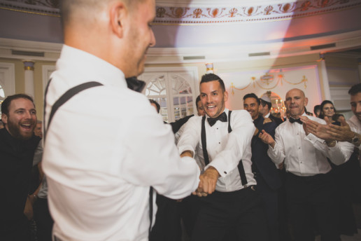 twin brothers dance during the hora at the Ritz-Carlton hotel in Montreal