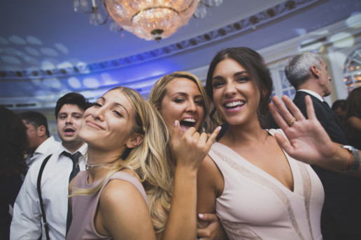 Bridesmaids have fun on the dance floor at the Ritz-Carlton Montreal
