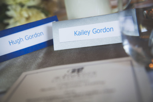 bride and groom's names on the table